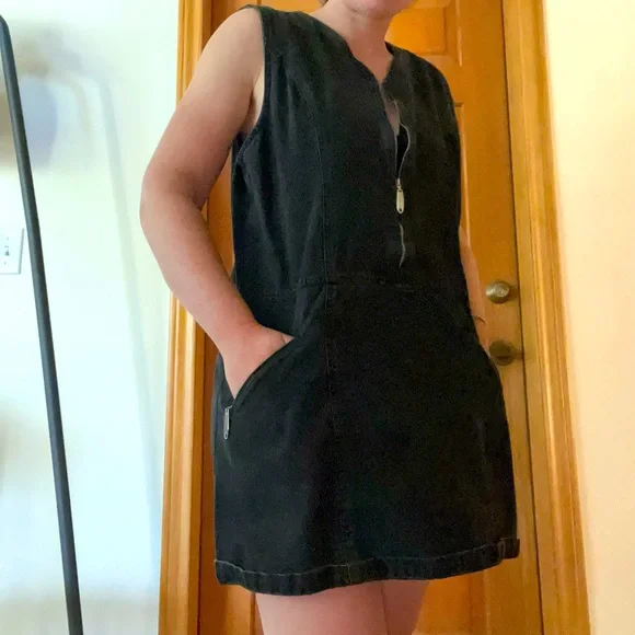 Vintage Dresses | Lizwear Zip Up Black Denim Dress | Color: Black | Size: M/L - Listed As Size 12 | Hallieemiller's Closet